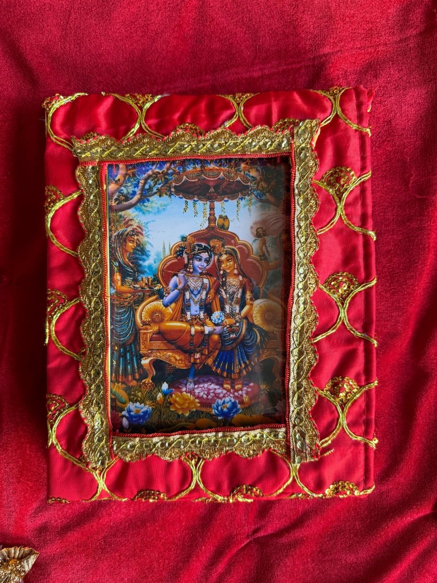 Rasmandal Radha Krishna Chavi with 1 Beautiful Poshakh (Without Frame) - Shri Hit Sakhi