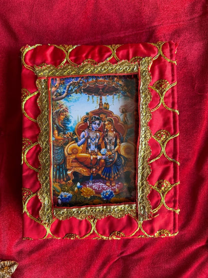 Rasmandal Radha Krishna Chavi with 1 Beautiful Poshakh (Without Frame) - Shri Hit Sakhi
